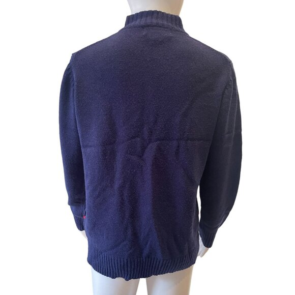 Vintage Ladies full zip Cardigan Royal Blue Argyle pockets mock neck mod preppy - Picture 4 of 6